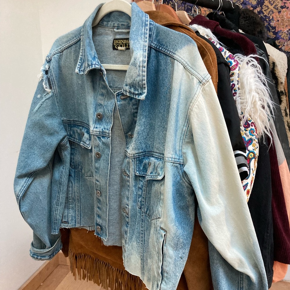 Vintage Jean jacket - unique - distressed - bleached - grunge